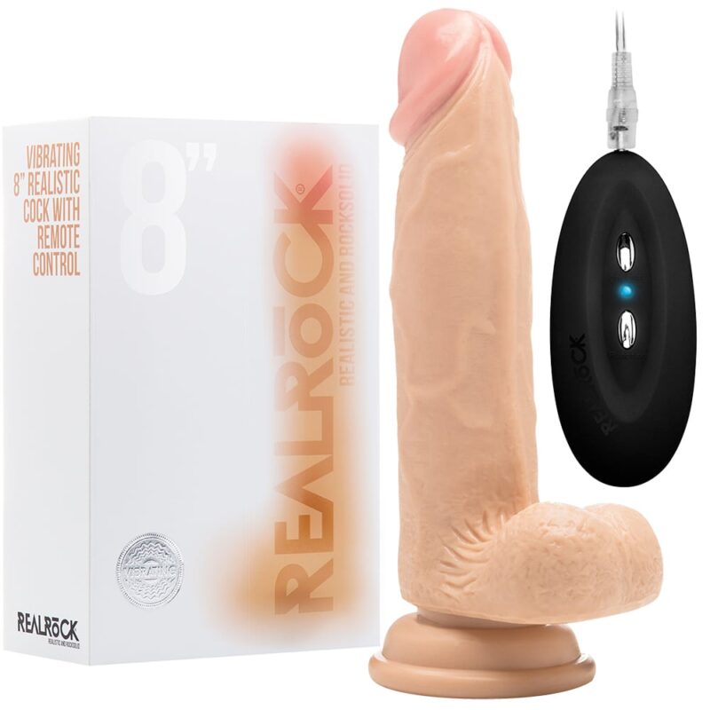 Realrock - Vibrador Realístico Com Testículos  8” Branco - Image 2