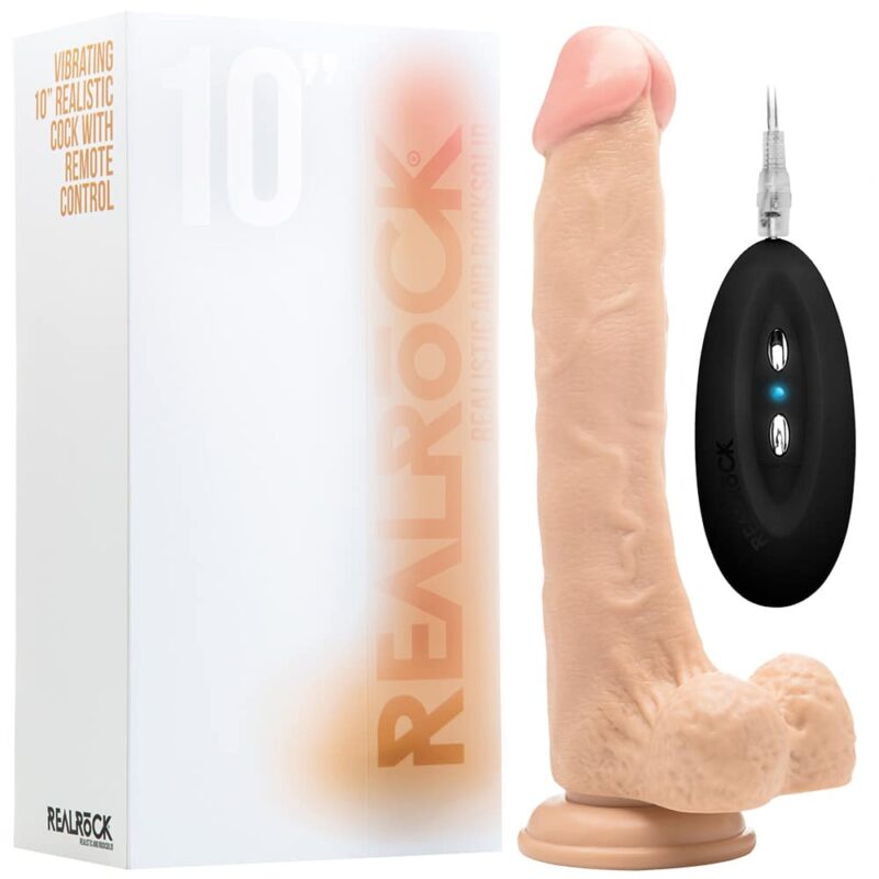 Realrock - Vibrador Realístico Com Testículos  10” Branco - Image 2