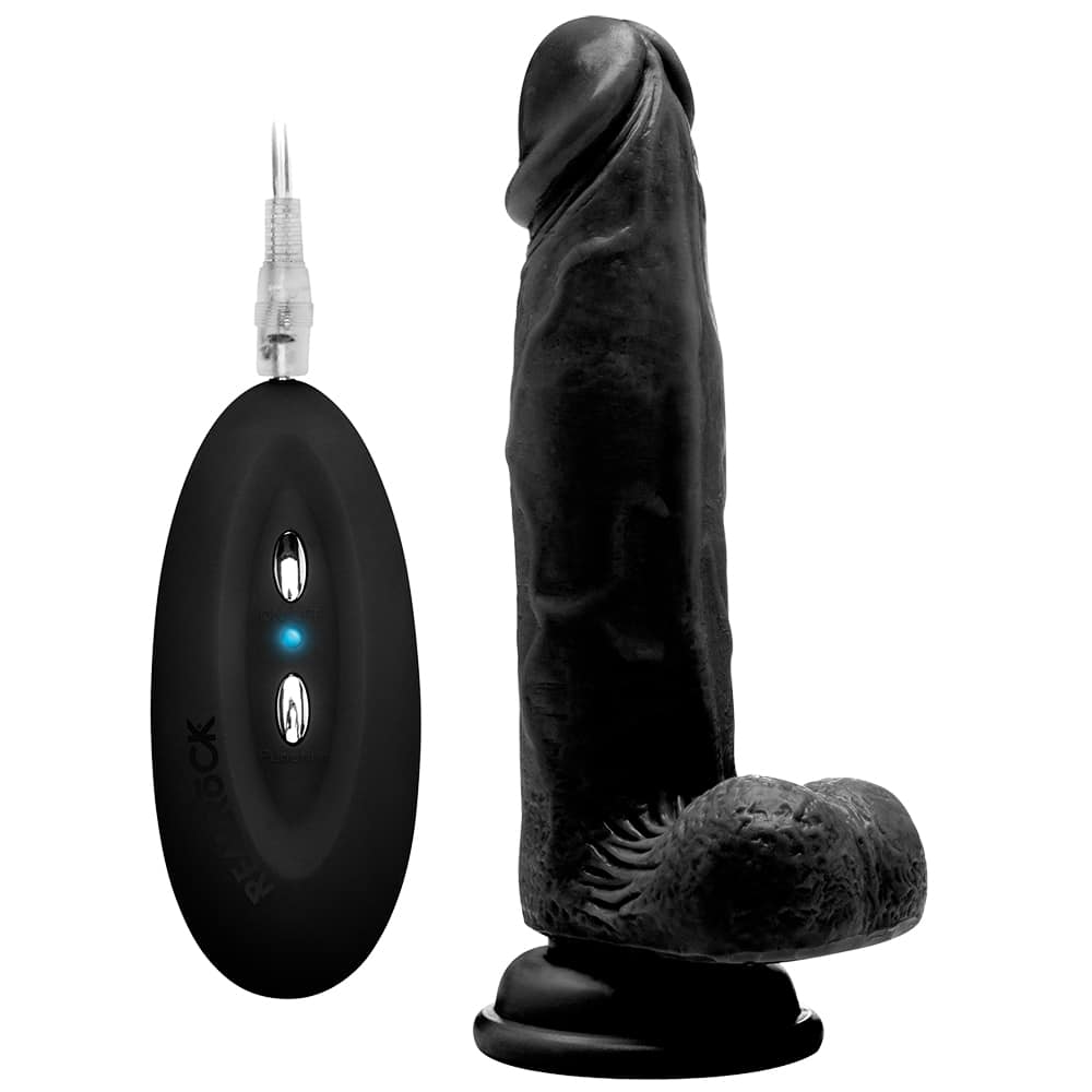 Realrock - Vibrador Realístico Com Testículos  8” Preto