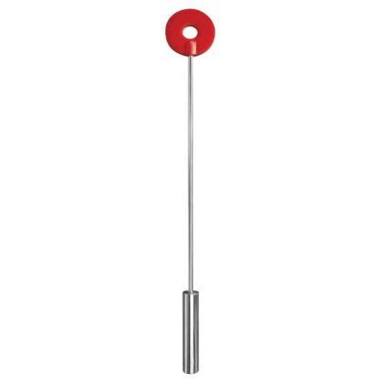 Ouch! - Chibata  Leather Circle Tipped Metal Crop Vermelha
