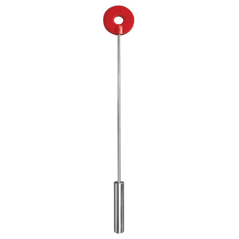 Ouch! - Chibata  Leather Circle Tipped Metal Crop Vermelha