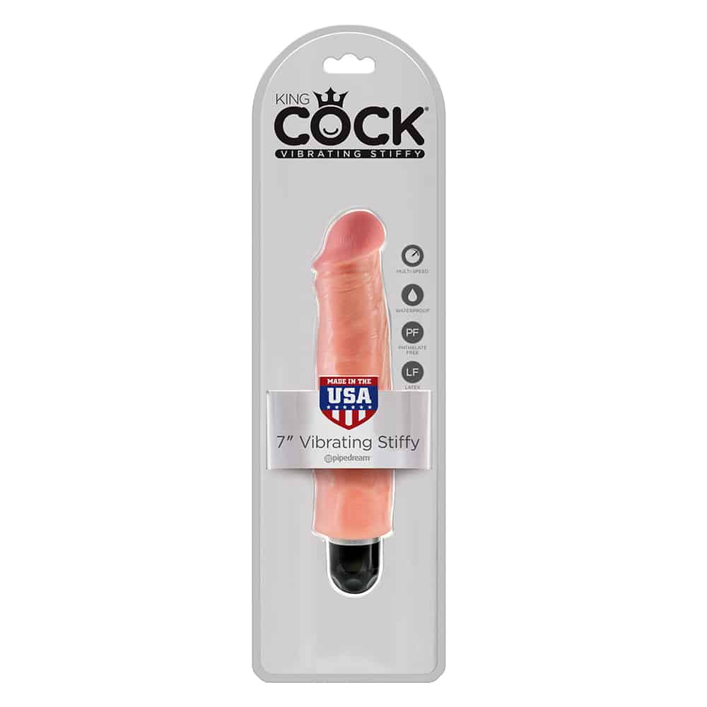 King Cock - Vibrador Realístico Vibrating Stiffy 7” Branco - Image 3