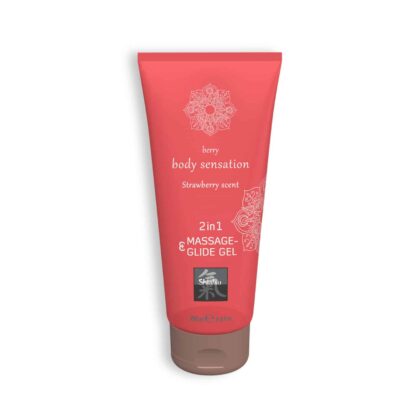 Shiatsu - Gel De Massagem E Lubrificante 2em1 Com Sabor A Morango 200ml