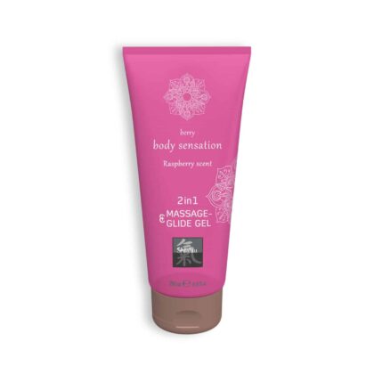 Shiatsu - Gel De Massagem E Lubrificante 2em1 Com Sabor A Framboesa 200ml