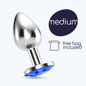 Crushious - Plug Anal Joia Bijou Azul Médio  Com Bolsa Aveludada Grátis