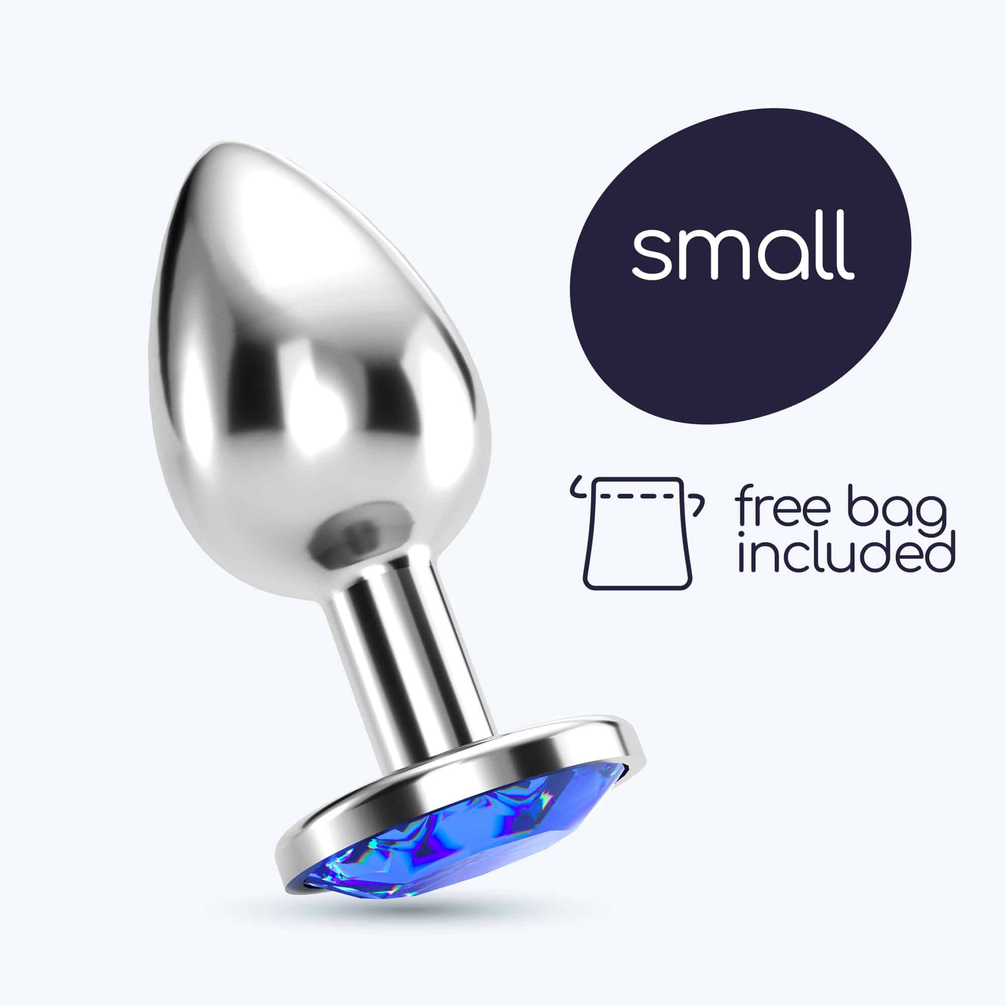 Crushious - Plug Anal Joia Bijou Azul Pequeno Com Bolsa Aveludada Grátis