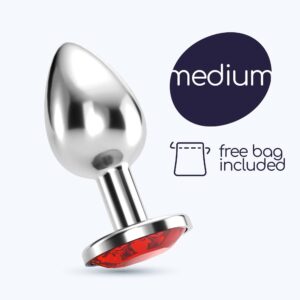 Crushious - Plug Anal Joia Bijou Vermelho Médio  Com Bolsa Aveludada Grátis