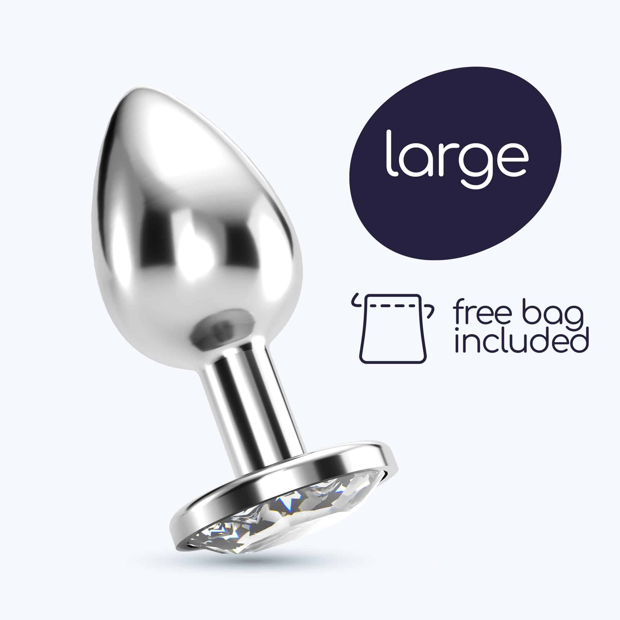Crushious - Plug Anal Joia Bijou Transparente Grande Com Bolsa Aveludada Grátis