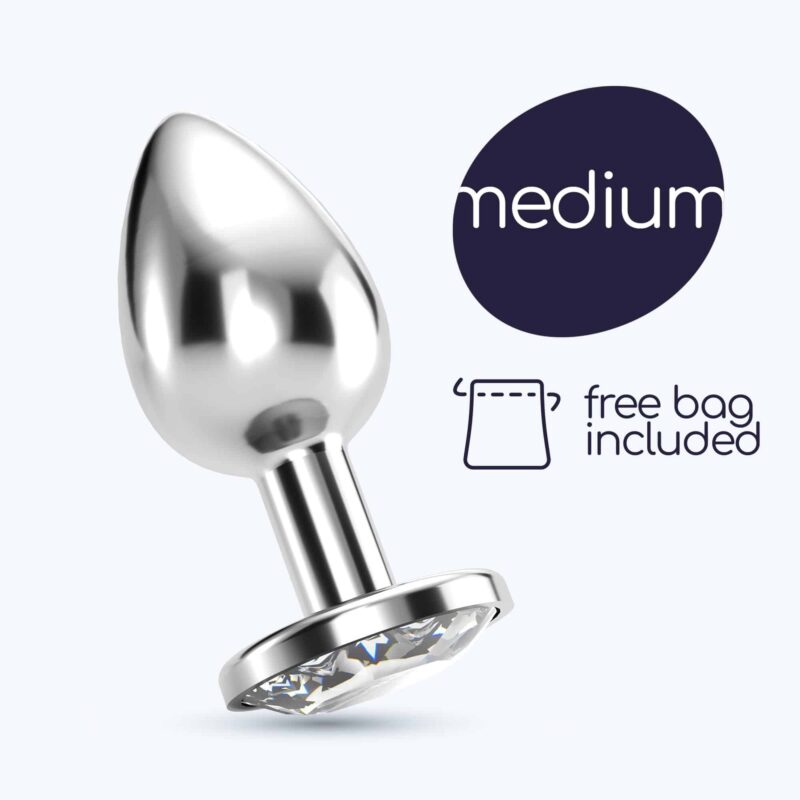 Crushious - Plug Anal Joia Bijou Transparente Médio  Com Bolsa Aveludada Grátis