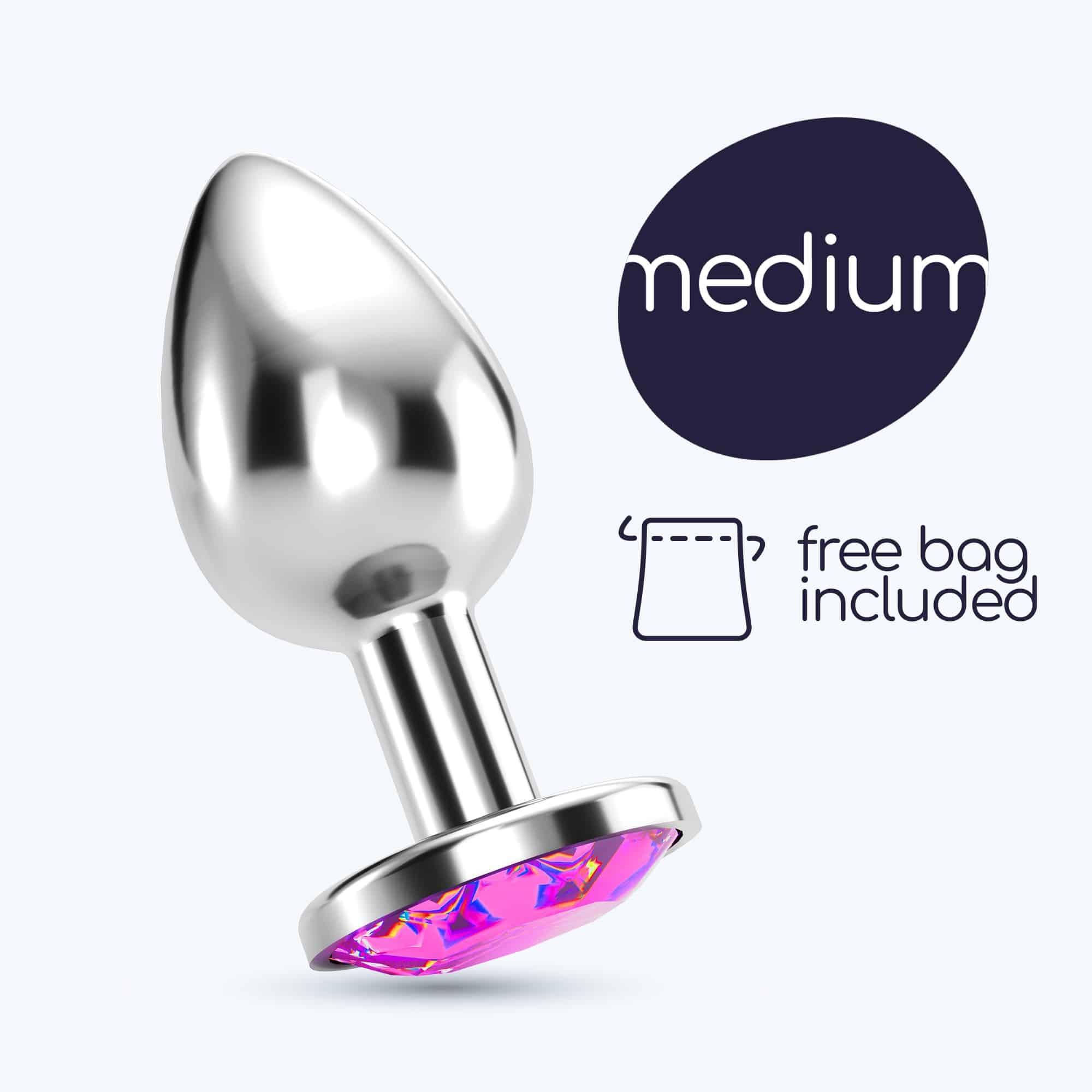 Crushious - Plug Anal Joia Bijou Rosa Médio Com Bolsa Aveludada Grátis