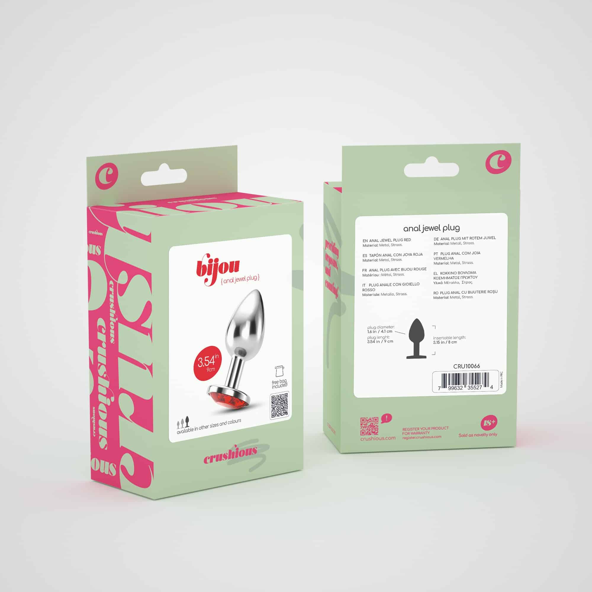 Crushious - Plug Anal Joia Bijou Vermelho Grande Com Bolsa Aveludada Grátis - Image 7