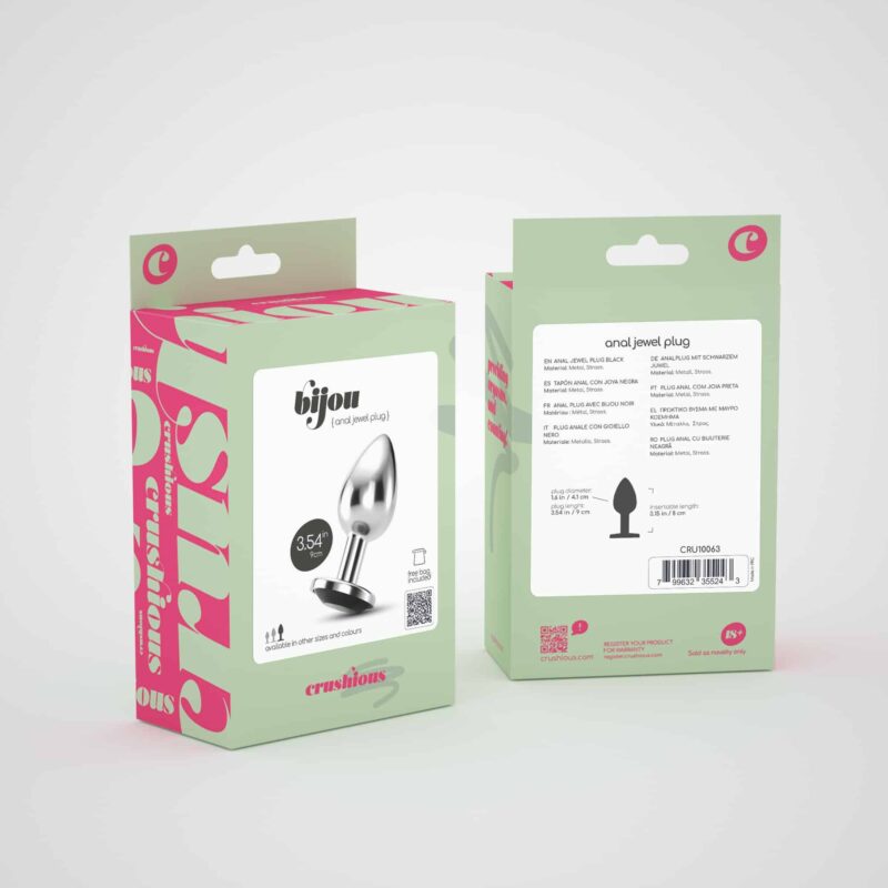 Crushious - Plug Anal Joia Bijou Preto Grande  Com Bolsa Aveludada Grátis - Image 7
