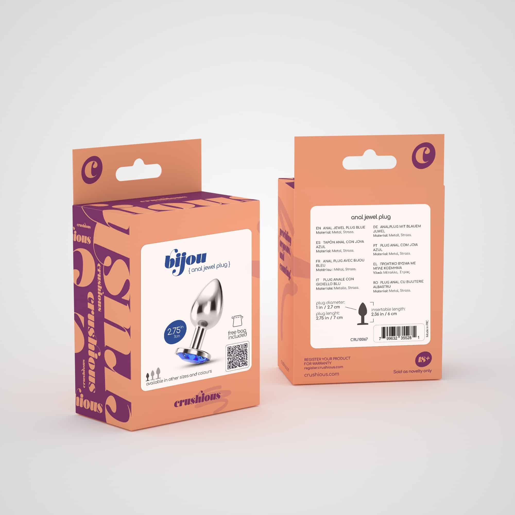 Crushious - Plug Anal Joia Bijou Azul Pequeno Com Bolsa Aveludada Grátis - Image 7