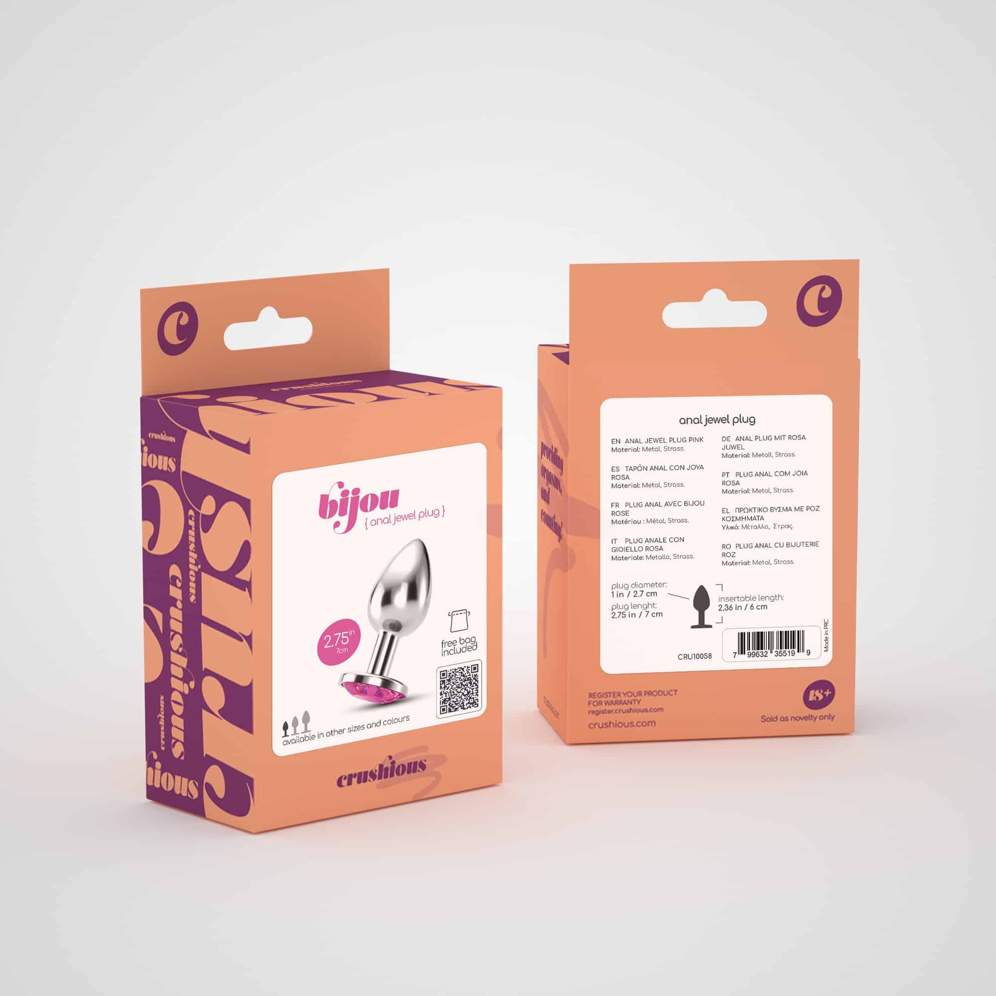 Crushious - Plug Anal Joia Bijou Rosa Pequeno Com Bolsa Aveludada Grátis - Image 7