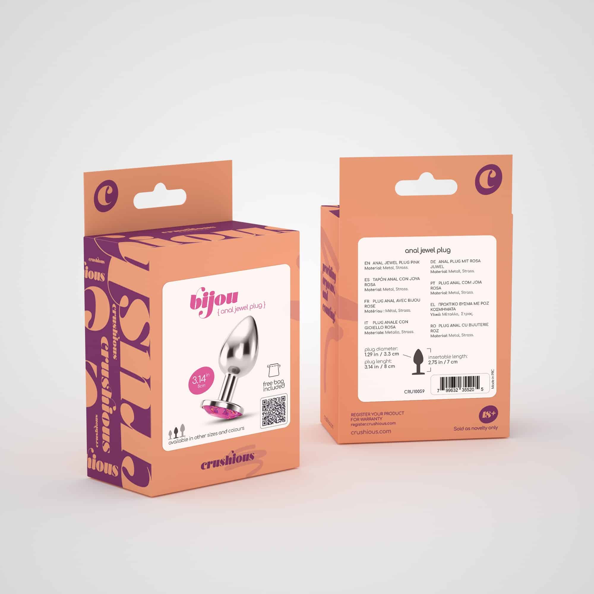 Crushious - Plug Anal Joia Bijou Rosa Médio Com Bolsa Aveludada Grátis - Image 7