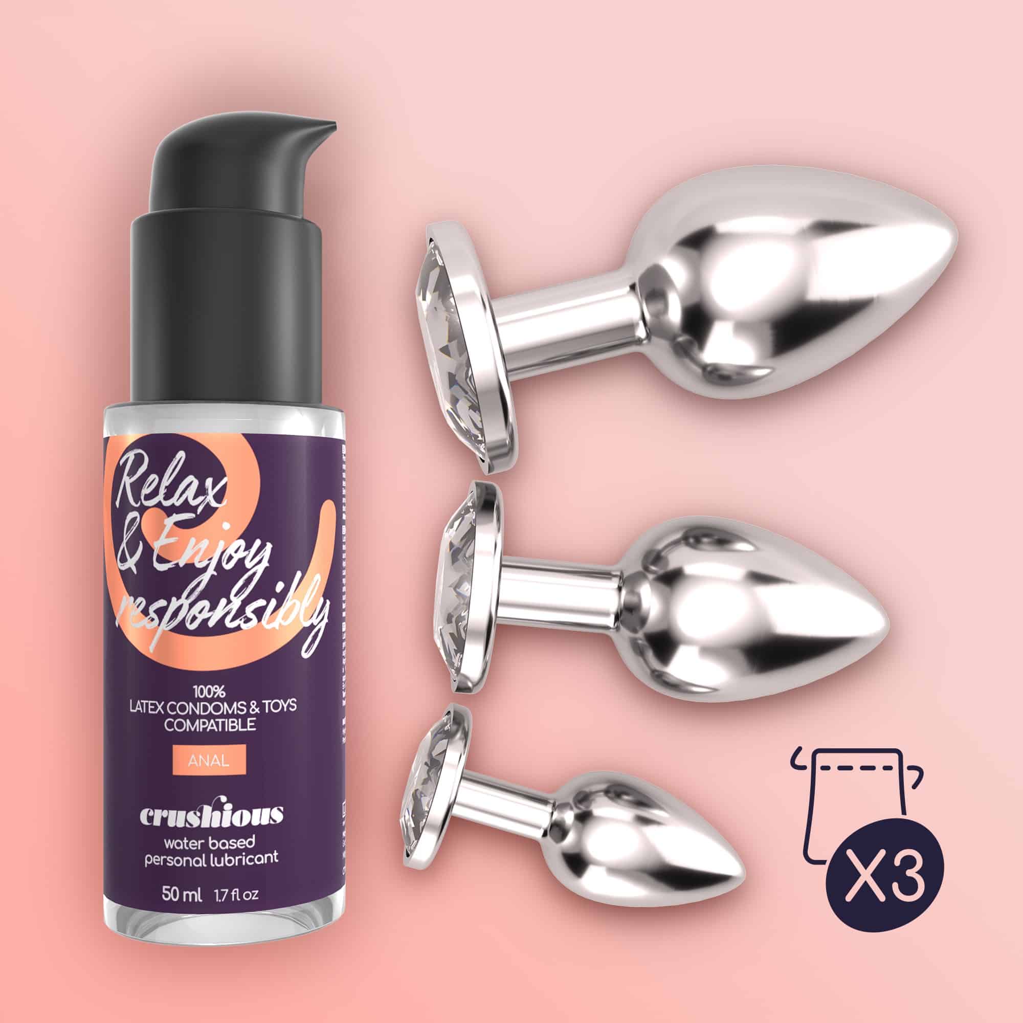 Crushious - Bijou Anal Wet Train Trio Transparente