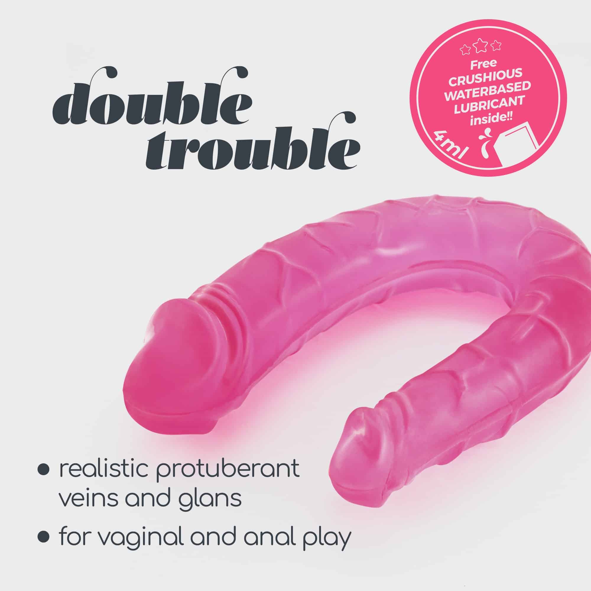 Crushious - Dildo Duplo Double Trouble  Rosa 27 Cm - Image 7