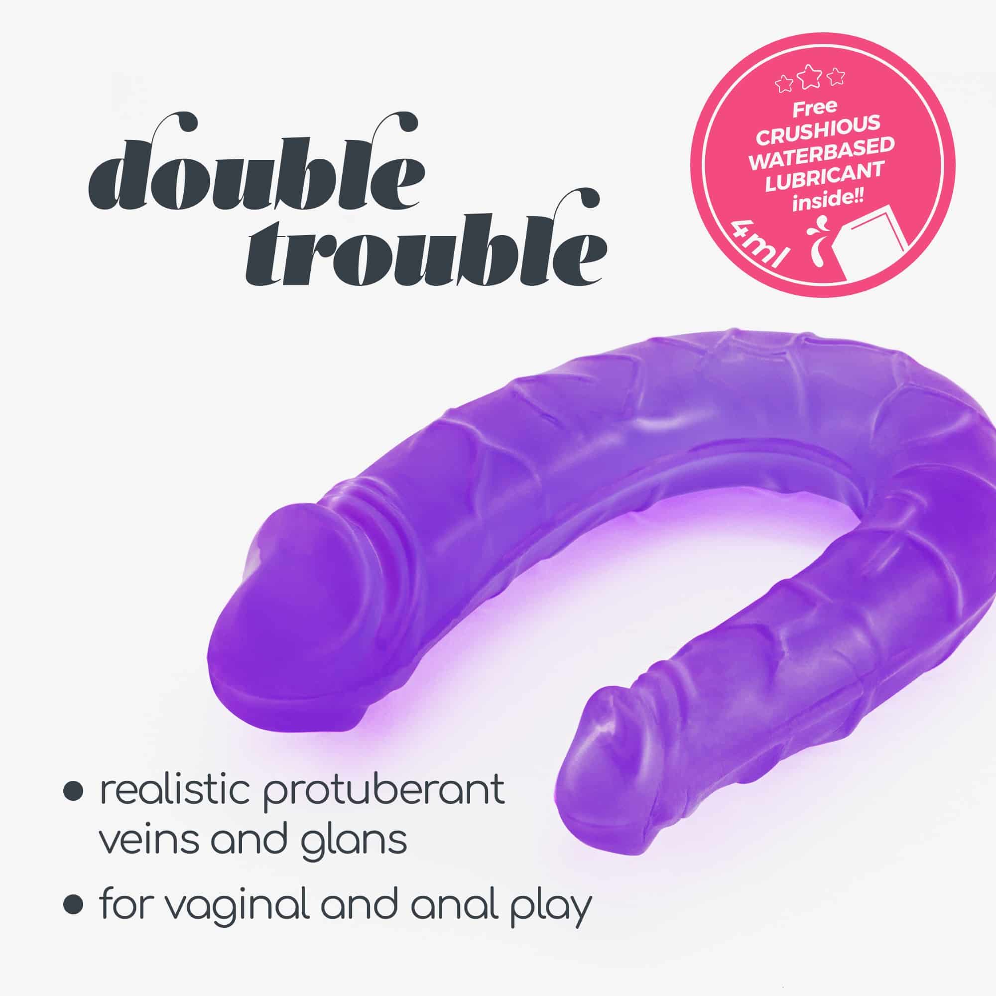 Crushious - Dildo Duplo Double Trouble  Roxo 27 Cm - Image 7