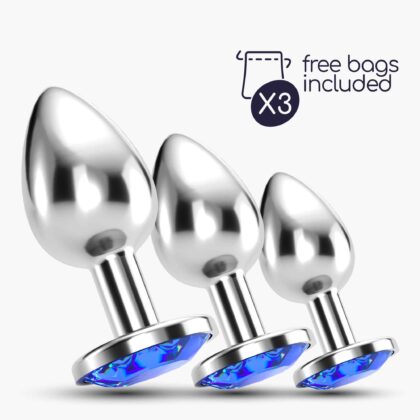 Crushious - Anal Train Trio Bijou Azul  Com Bolsas Individuais Grátis