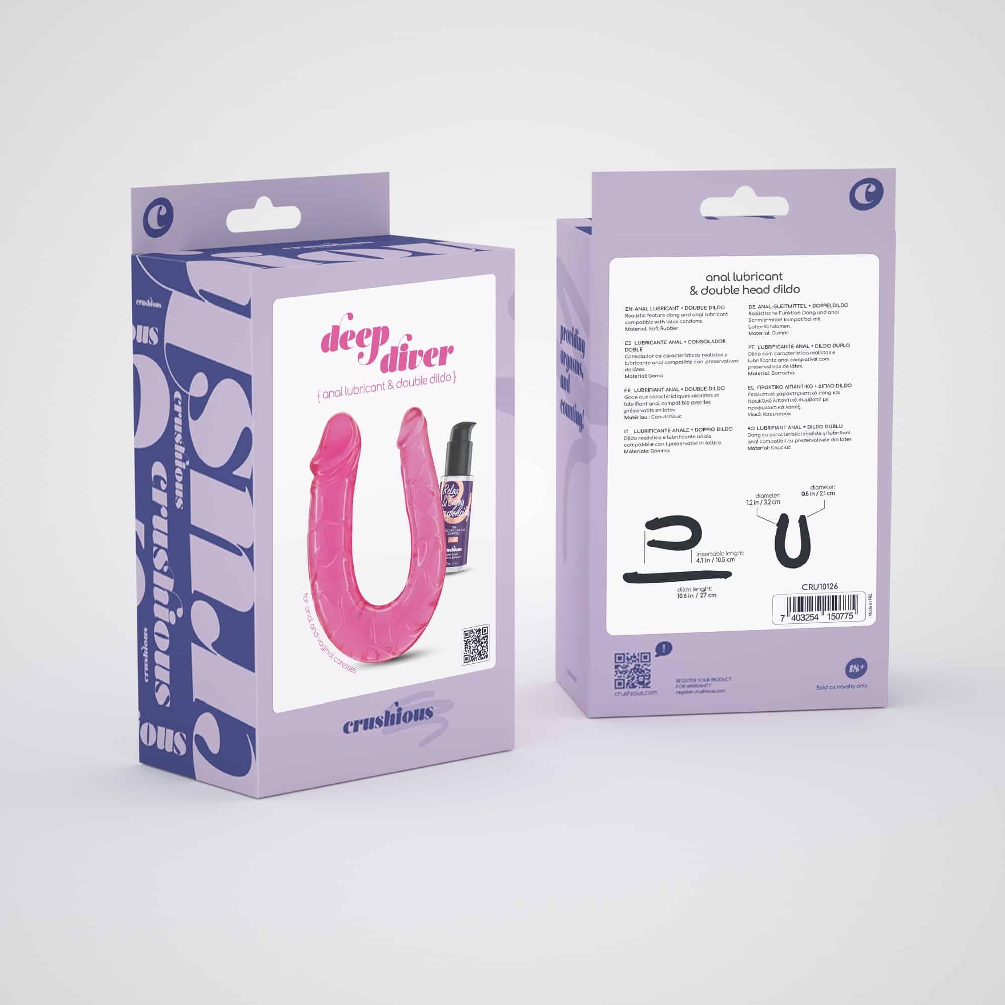 Crushious - Deep Diver Dildo Duplo Com Lubrificante Anal 50ml Rosa - Image 6