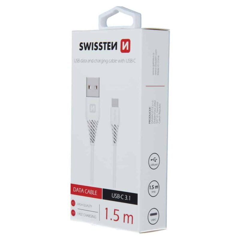 Swissten - Cable USB - USB-C Fast Charging (1.5m-white) - Image 2