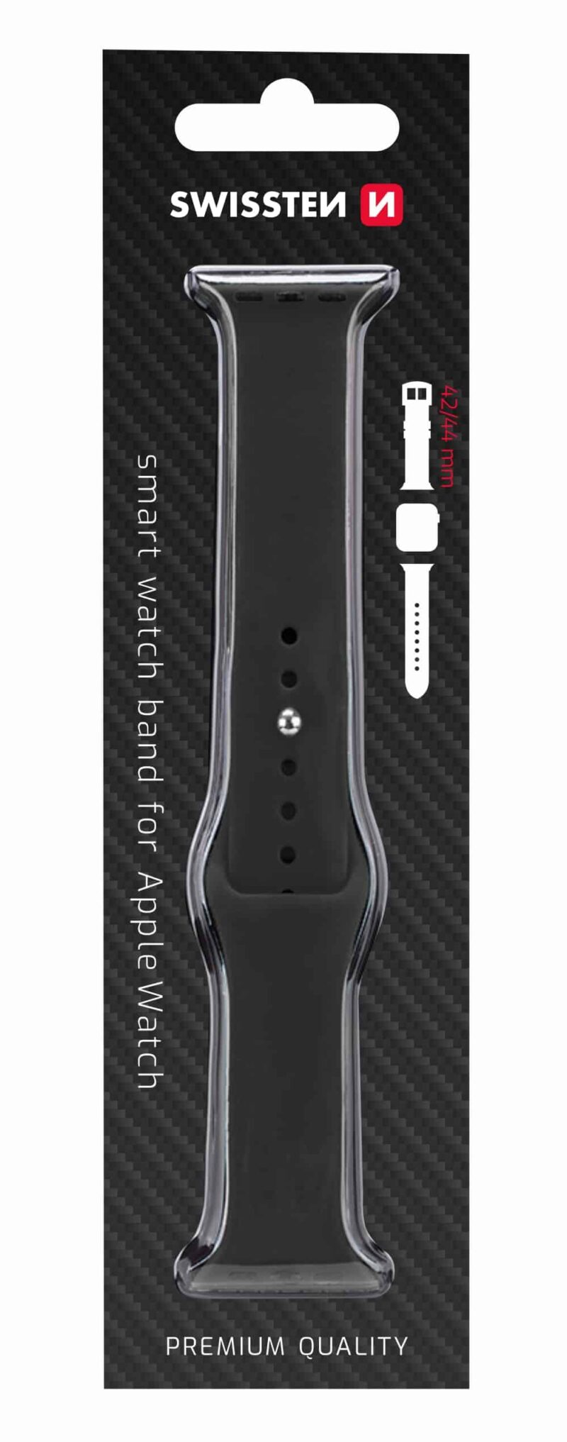 Swissten - Silicone Band for Apple Watch 42-44mm (black) - Image 2