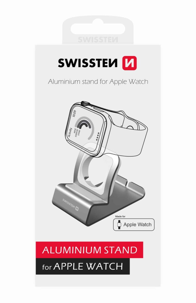 Swissten - Aluminum Stand for Apple Watch (silver) - Image 2