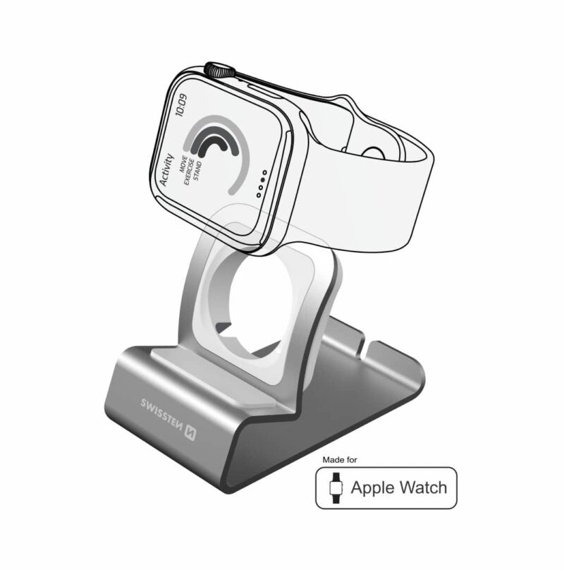 Swissten - Aluminum Stand for Apple Watch (silver)