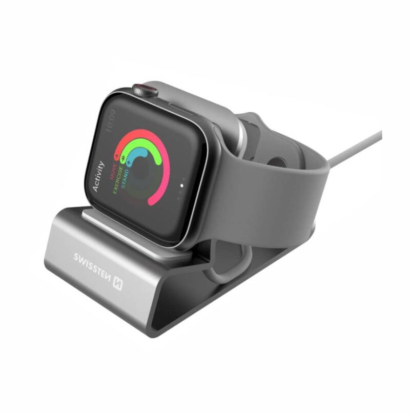 Swissten - Aluminum Stand for Apple Watch (silver) - Image 3
