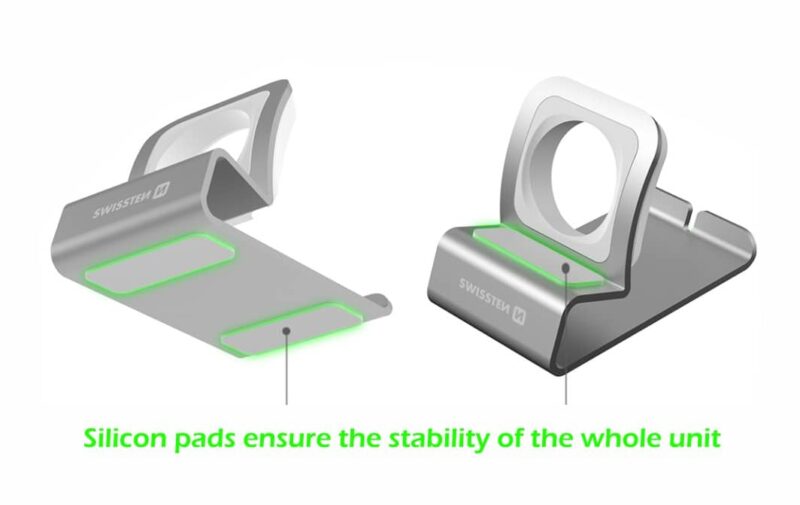 Swissten - Aluminum Stand for Apple Watch (silver) - Image 4