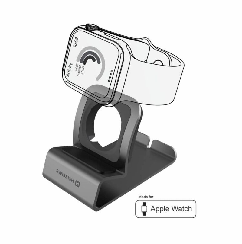 Swissten - Aluminum Stand for Apple Watch (space grey)