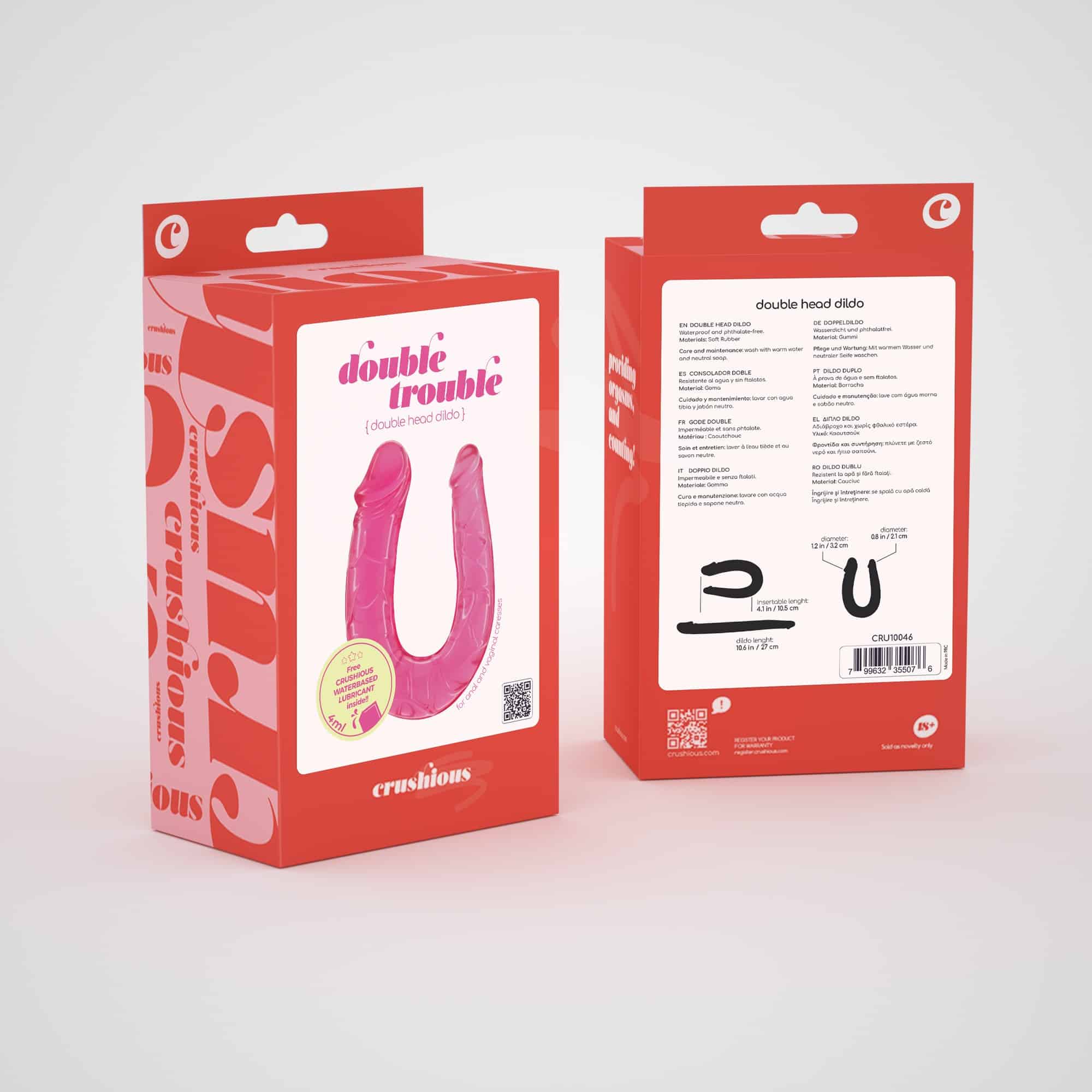 Crushious - Dildo Duplo Double Trouble  Rosa 27 Cm - Image 9