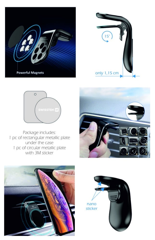 Swissten - Magnetic Car Holder Easy Mount (black) - Image 2