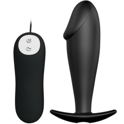 Pretty Love Bottom - Love Plug Anal Silicona Forma Pene Y 12 Modos Vibraçãon - Negro