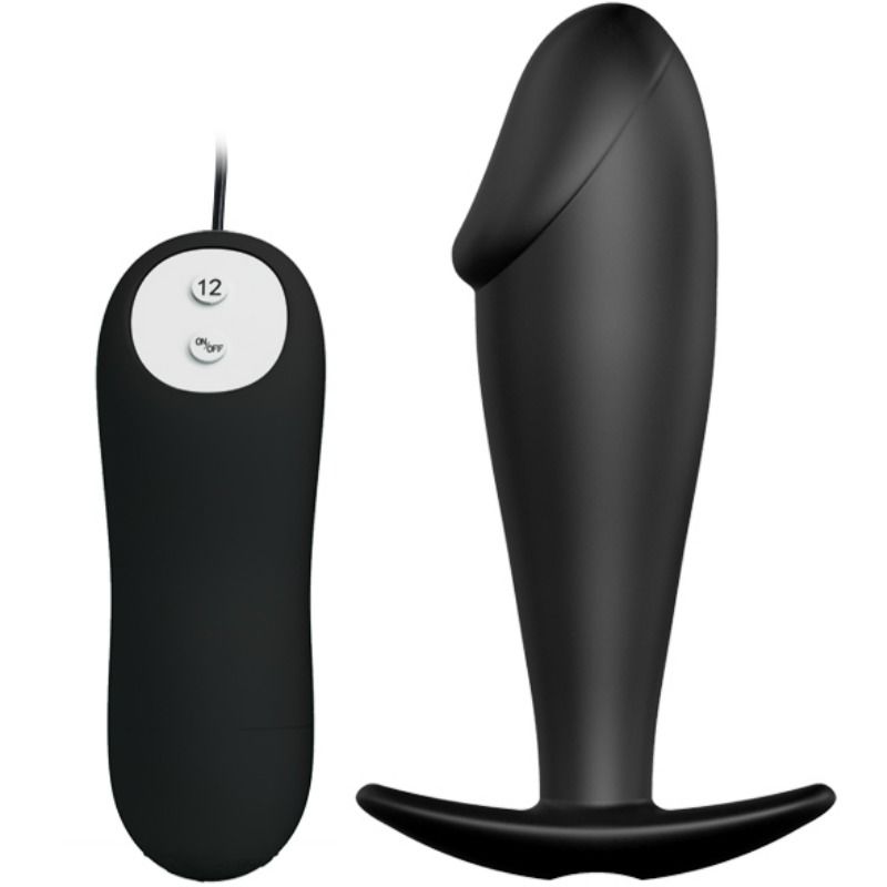 Pretty Love Bottom - Love Plug Anal Silicona Forma Pene Y 12 Modos Vibraçãon - Negro