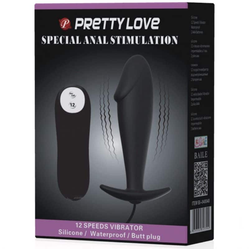 Pretty Love Bottom - Love Plug Anal Silicona Forma Pene Y 12 Modos Vibraçãon - Negro - Image 7