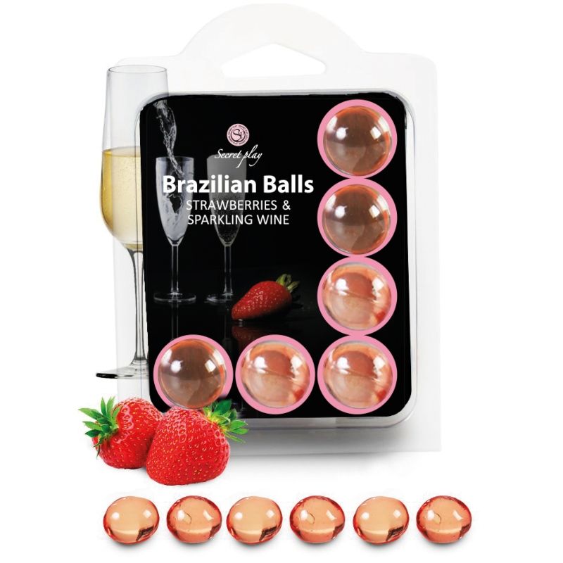 Secretplay Conjunto 6 Bolas Brasileiras Morangos Com Cava
