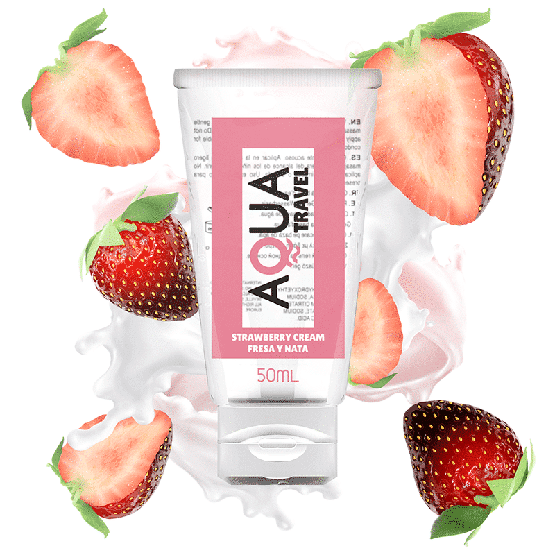 Aqua Travel - Sabor De Creme De Morango Lubrificante À Base De Água - 50 Ml