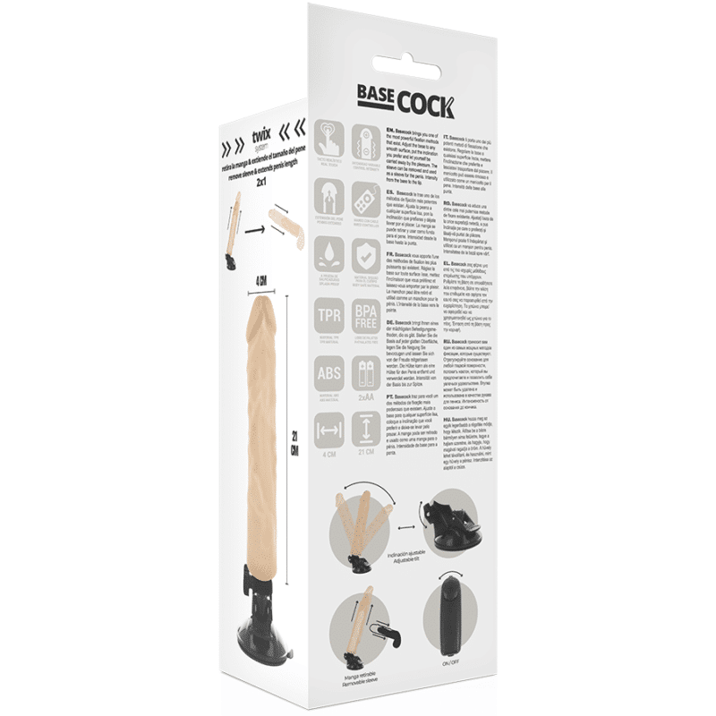 Basecock - Vibrador De Controle Remoto Realístico Carne 21cm - Image 5