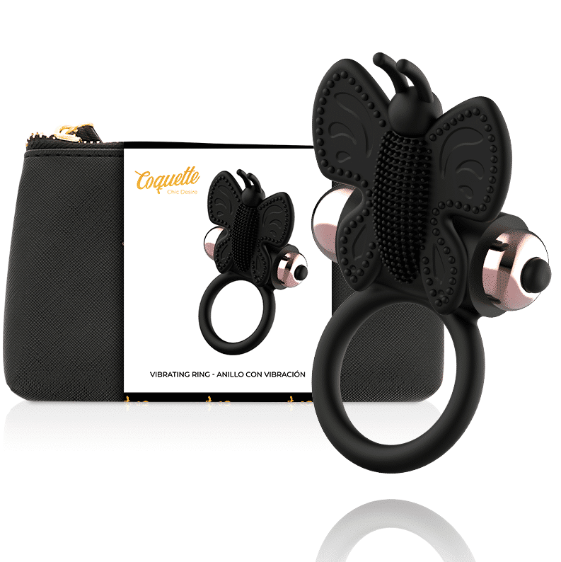 Coquette - Anel Coquete Chic Desire Borboleta Com Vibrador Preto/ Ouro