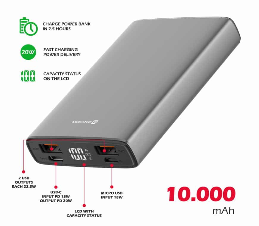 Swissten - Powerbank Aluminum 10.000 mAh - Image 2