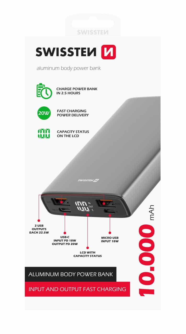 Swissten - Powerbank Aluminum 10.000 mAh - Image 3