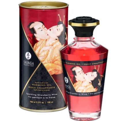 Shunga - Aphrodisiac Aquecimento Óleo Espumante Vinho De Morango 100 Ml
