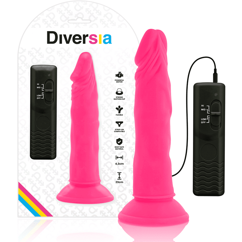 Diversia - Dildo Vibrante Flexível  23 Cm - Rosa