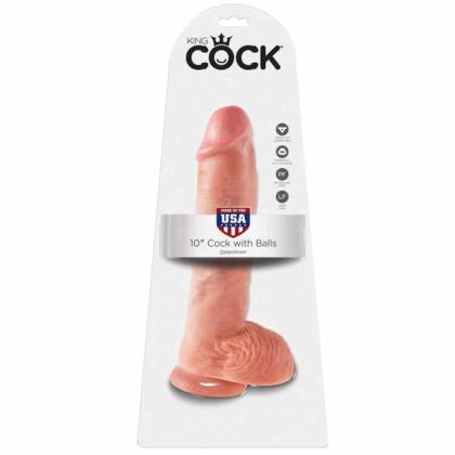 King Cock - 10 "Cor De Pele Com Bolas 25,4 Cm