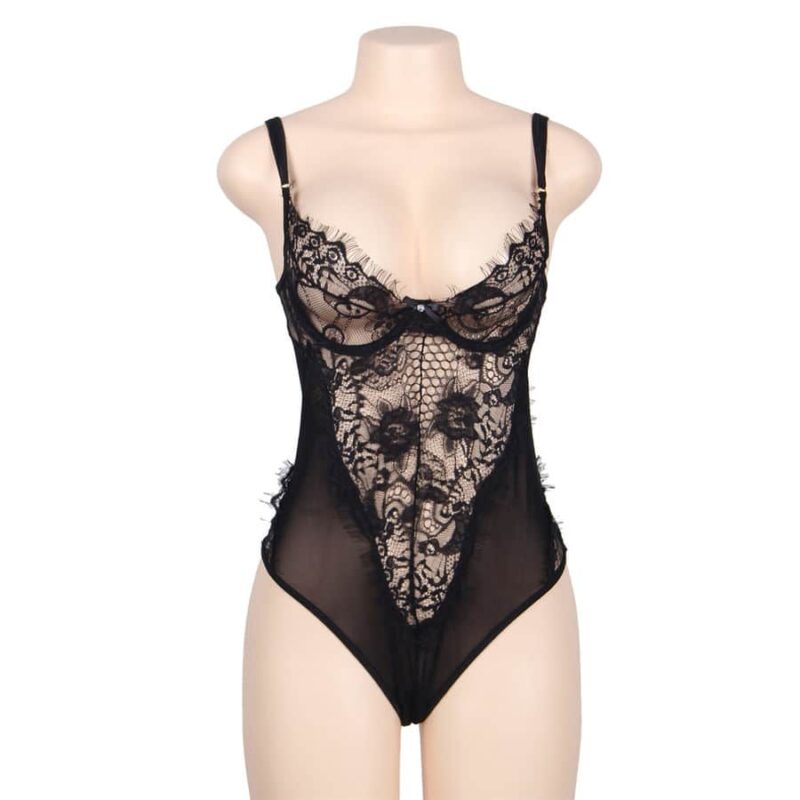 Subblime - Queen Plus Renda Floral E Peluche Preta Fringada