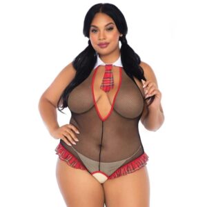 Leg Avenue Teddies - Avenue Schoolgirl Crothless Fitness Peluche Mais Tamanho