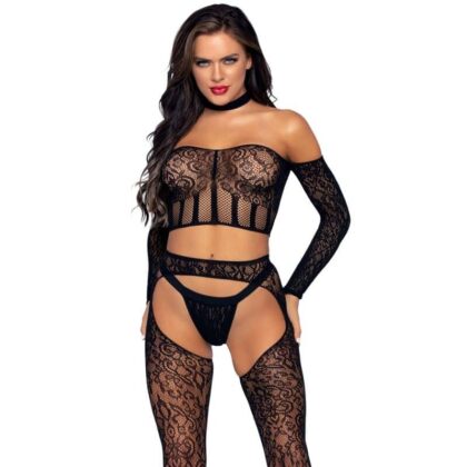 Leg Avenue Bodystockings - Conjunto De Três Peças  Avenue Tamanho Único