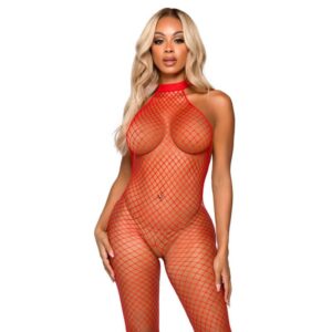 Leg Avenue Bodystockings - Meia Perna Avenue Pescoço Racer Tamanho Único - Vermelho