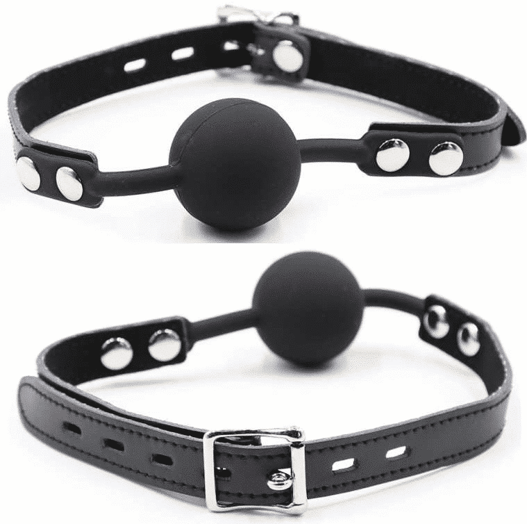 Mordaça Bola De Silicone Ohmama Fetiche Com Cinto De Couro